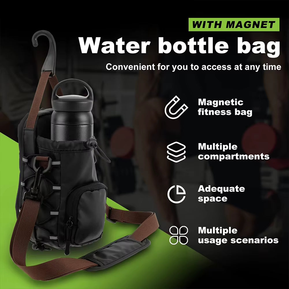 Magnetic Gym Sling Bag with Water Bottle Holder Gym Crossbody Bag Gym Bottle Carrier Bag for Men Women Gym Accessories Organizer