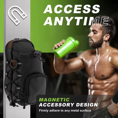 Magnetic Gym Sling Bag with Water Bottle Holder Gym Crossbody Bag Gym Bottle Carrier Bag for Men Women Gym Accessories Organizer